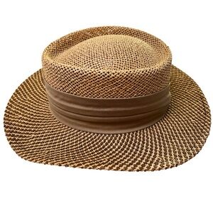 Ahead Fine Hat Headgear Panama Straw Wide Brim Golf Breezy Point Resort MN M/L